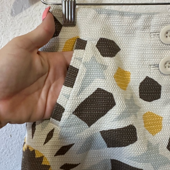 Anthropologie Elevenses Isabella A Line Cream Skirt with Geometric Pattern - 4 - Picture 4 of 8